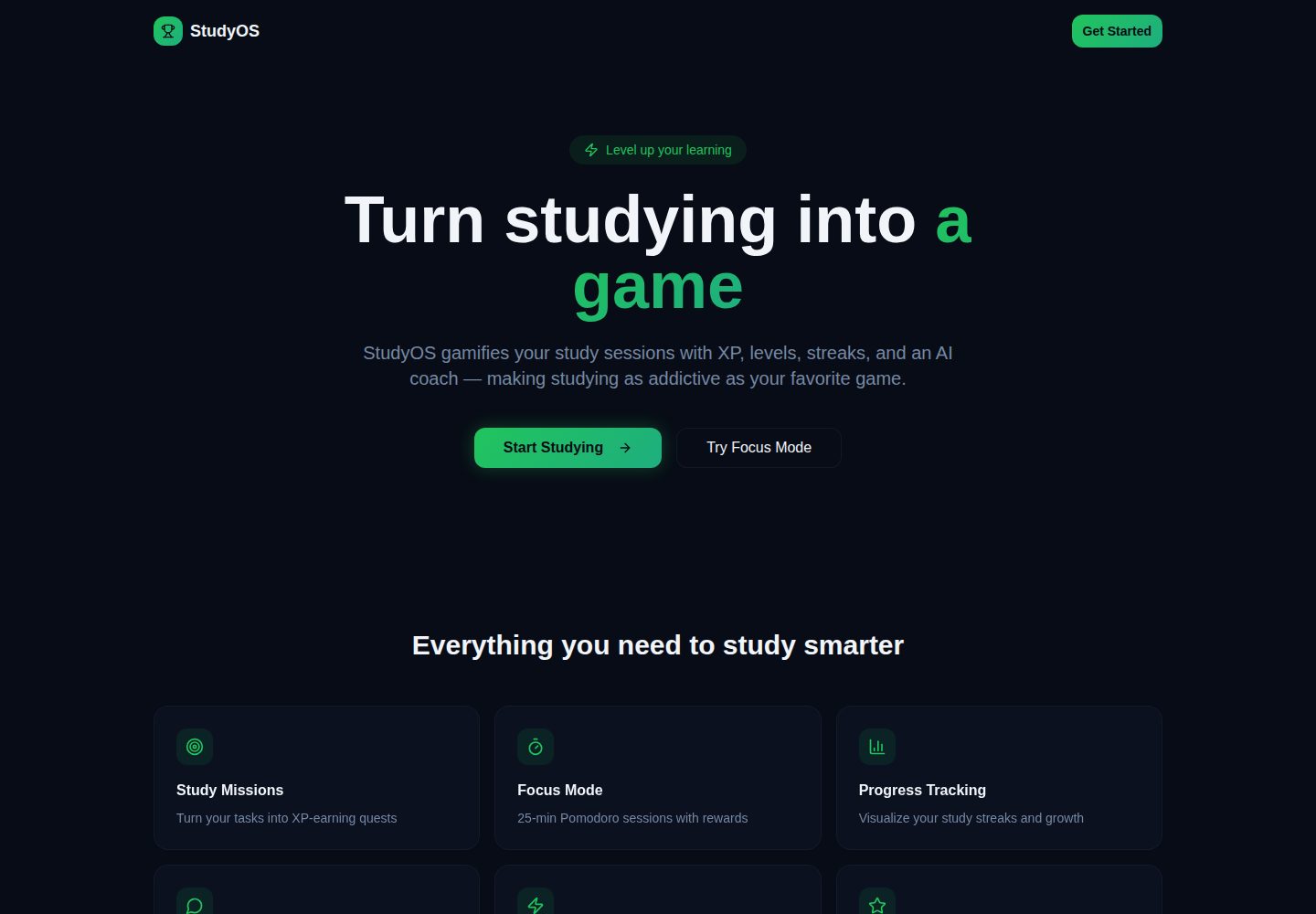 StudyOS public website screenshot
