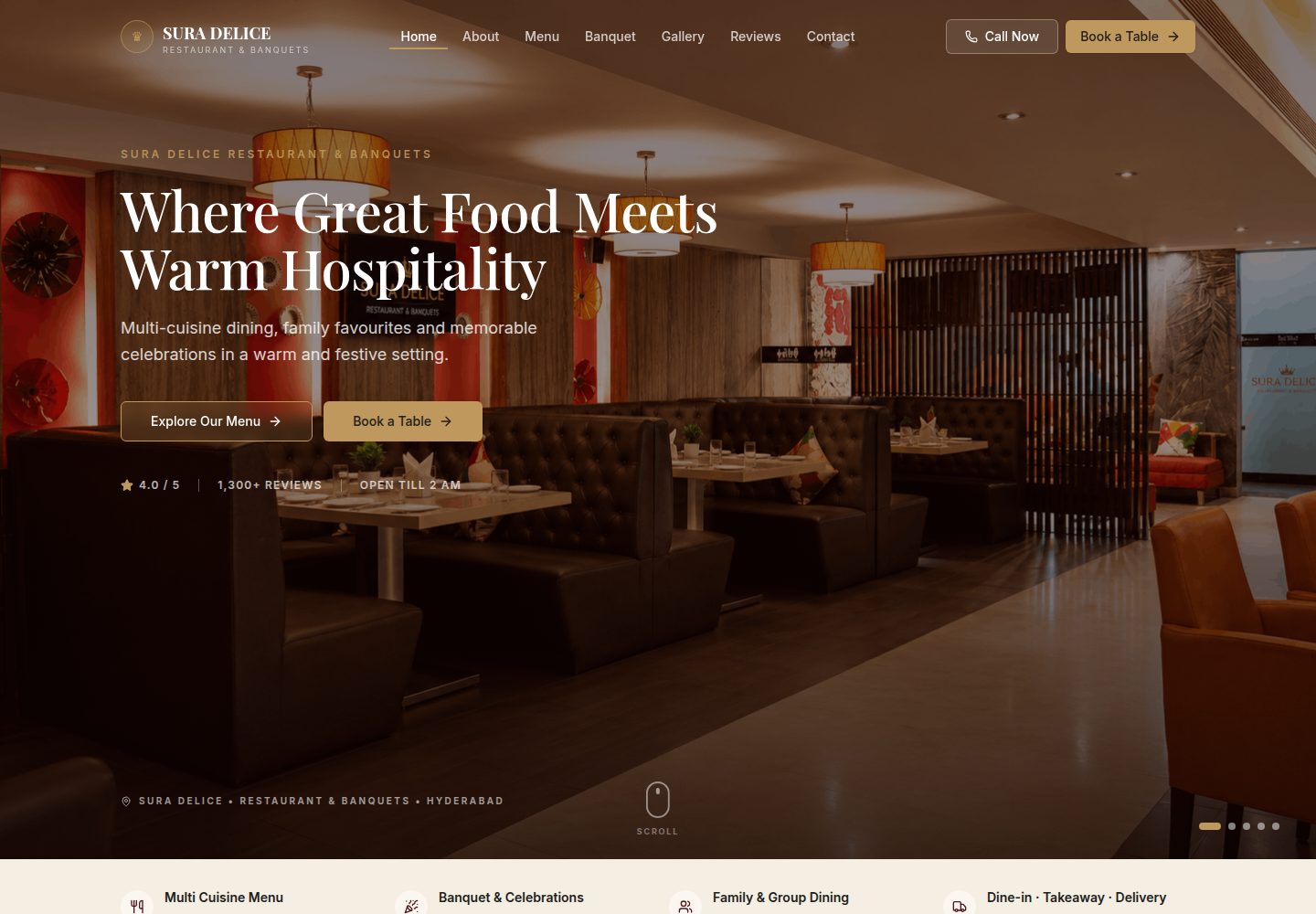 Sura Delice public website screenshot