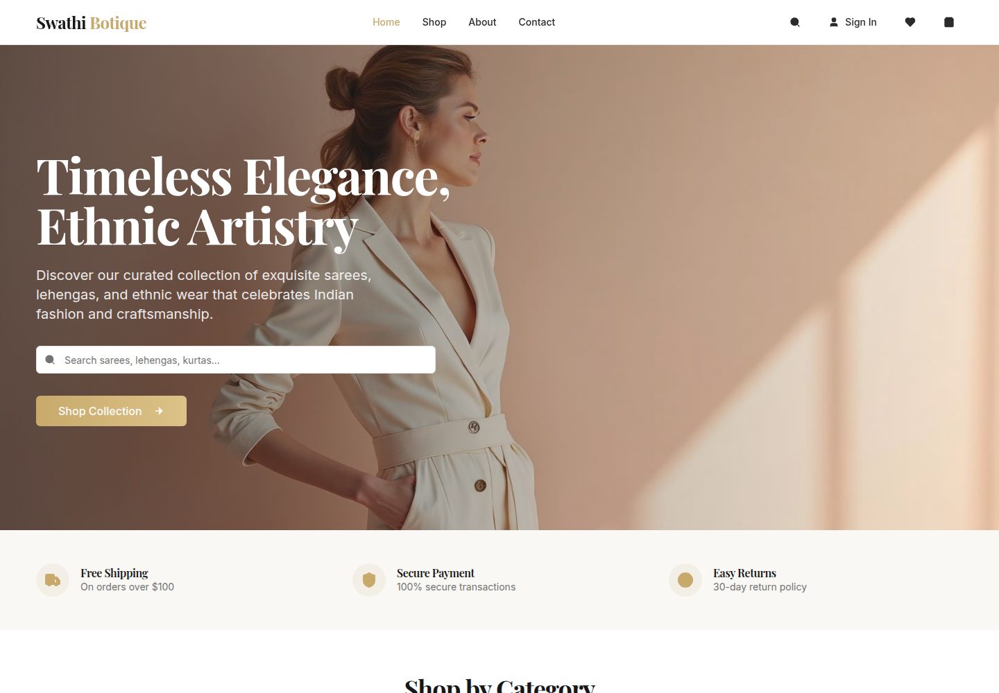 Swathi Botique public website screenshot