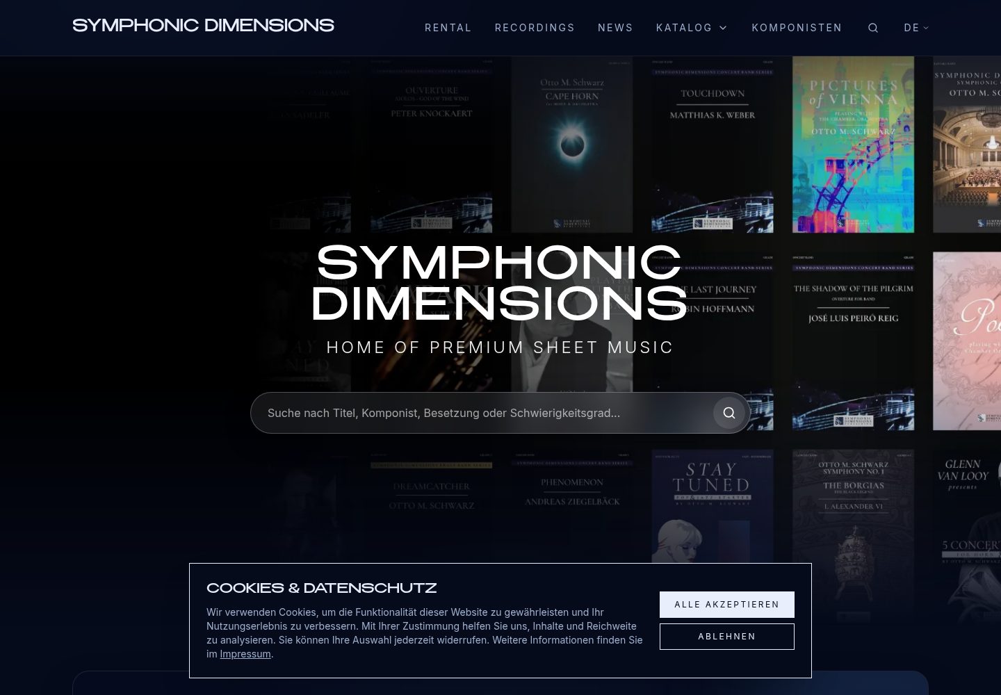 Symphonic Dimensions public website screenshot