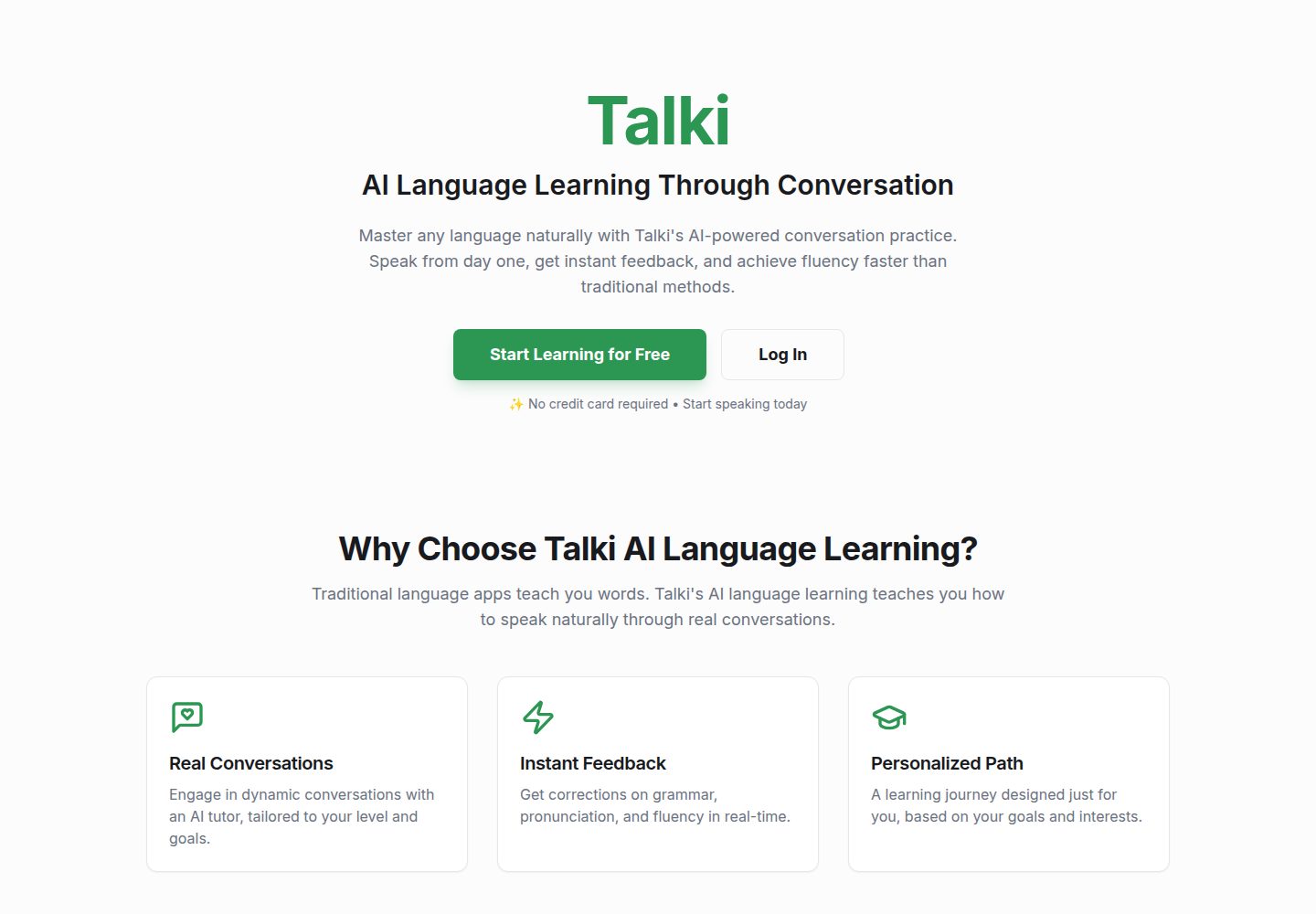 Talki public website screenshot