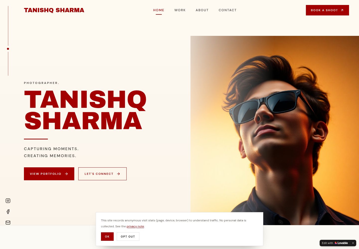 Tanishq Sharma public website screenshot
