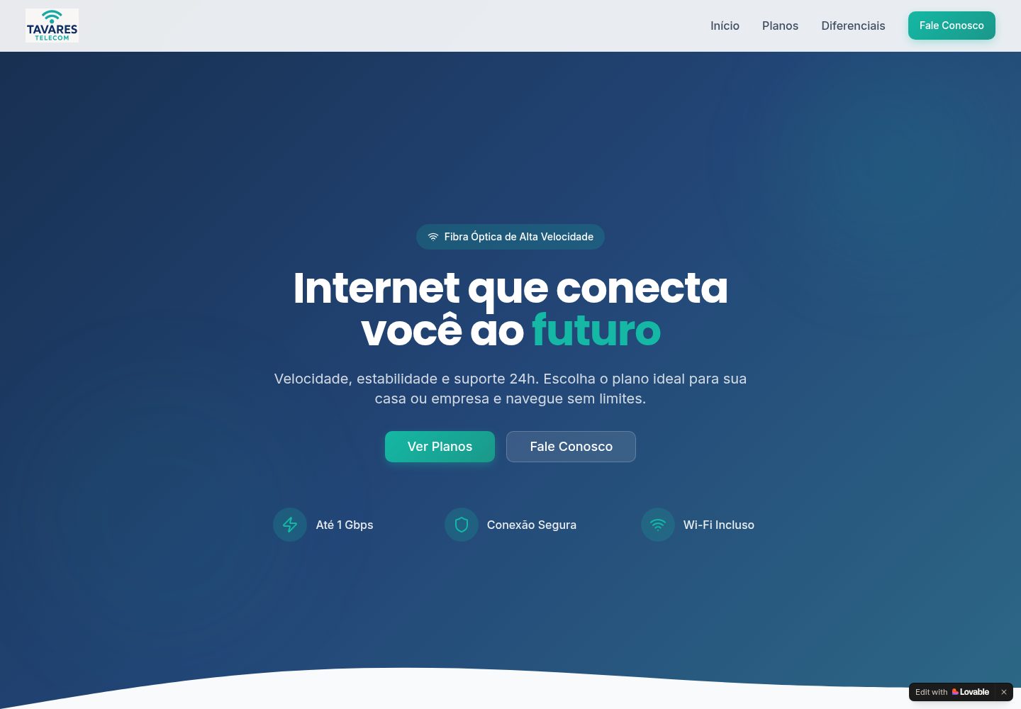 Tavares Telecom public website screenshot