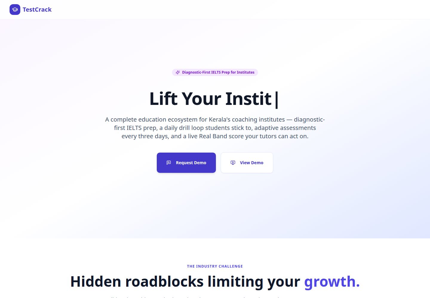 TestCrack public website screenshot