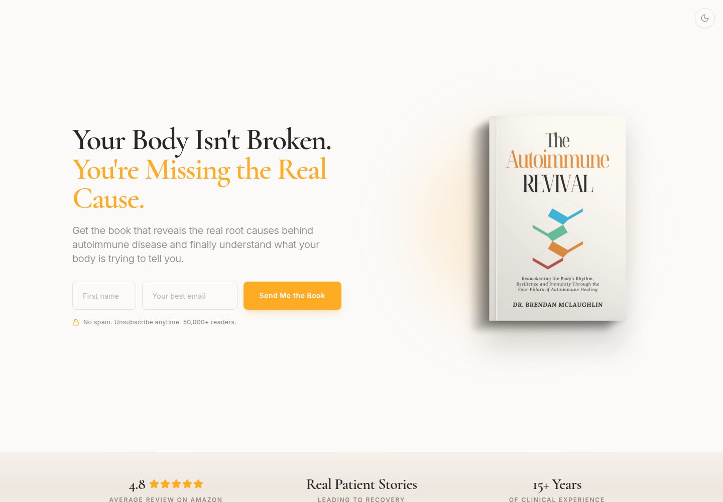 The Autoimmune Revival public website screenshot