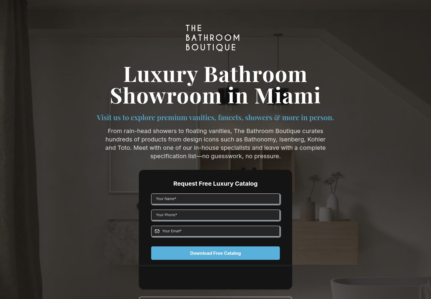 The Bathroom Boutique public website screenshot