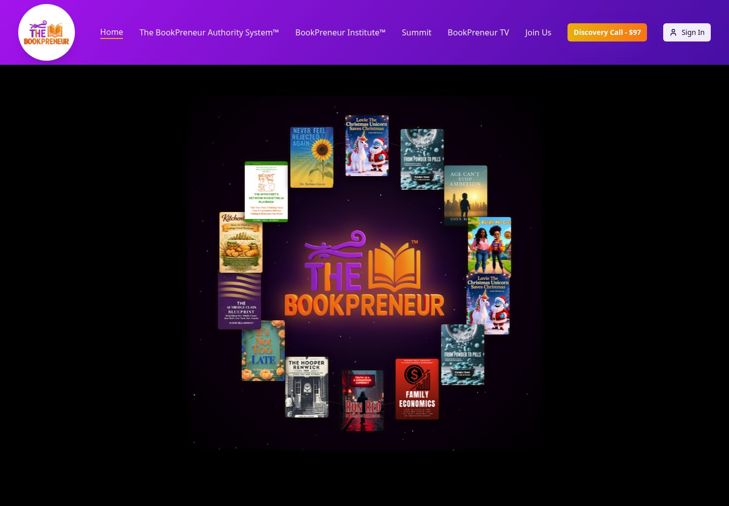 The BookPreneur public website screenshot