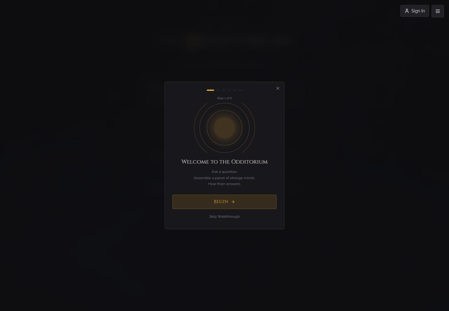 The Odditorium public website screenshot