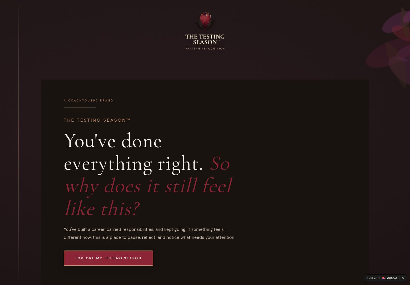 The Testing Season public website screenshot