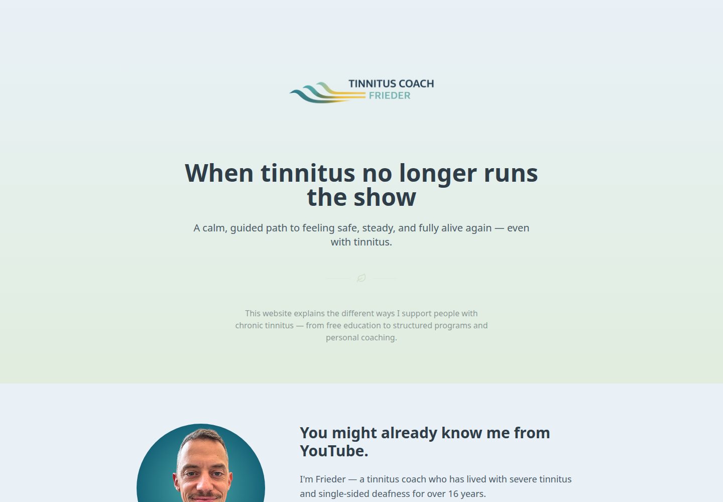 Tinnitus Coach Frieder public website screenshot