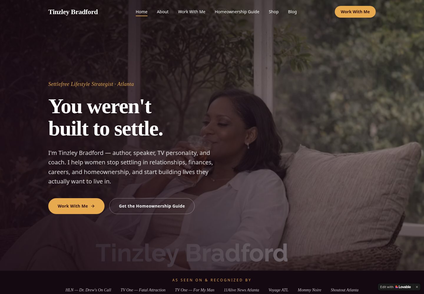 Tinzley Bradford public website screenshot