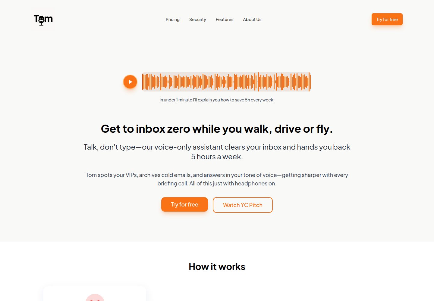 Tom public website screenshot