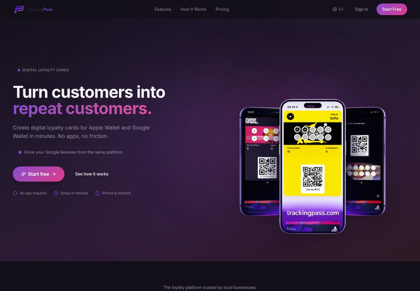 TrackingPass public website screenshot