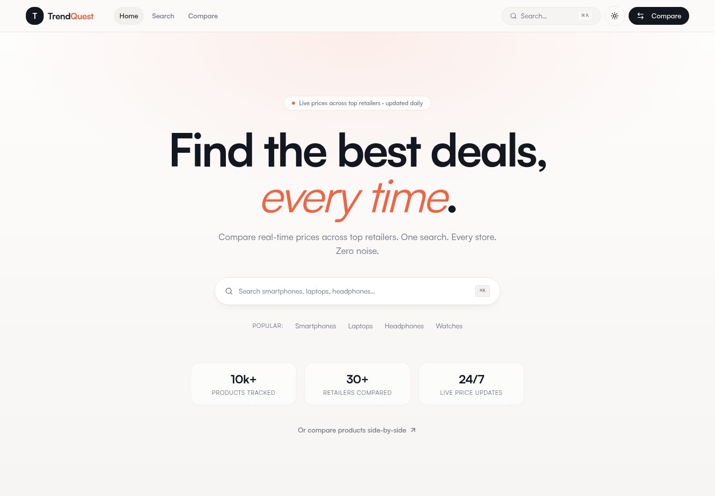 TrendQuest public website screenshot