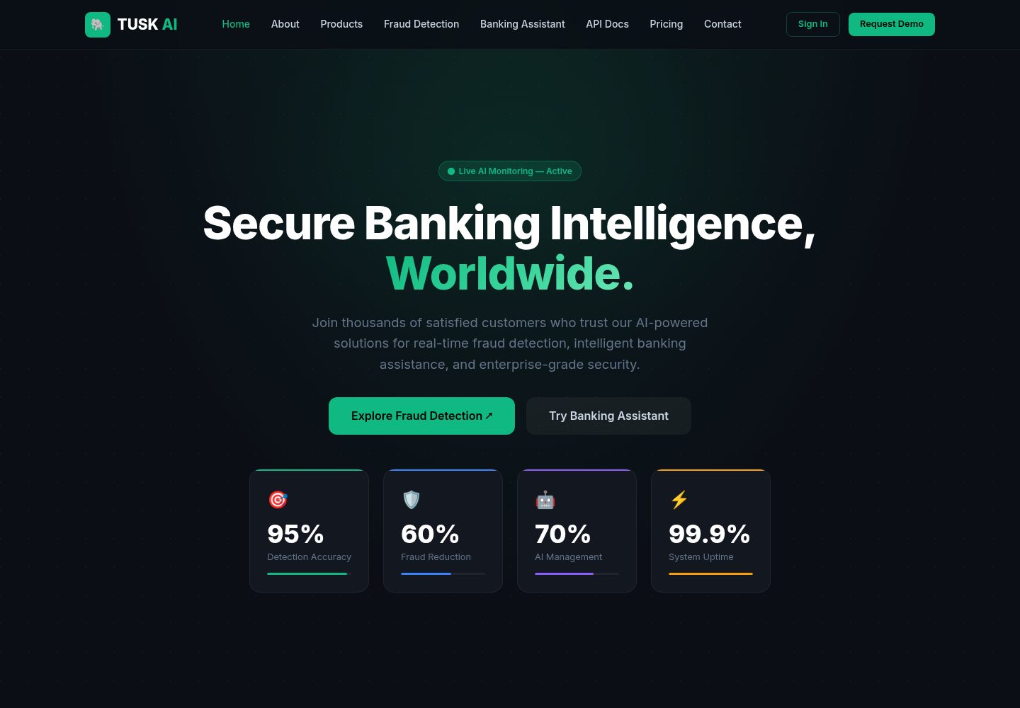 TUSK AI public website screenshot