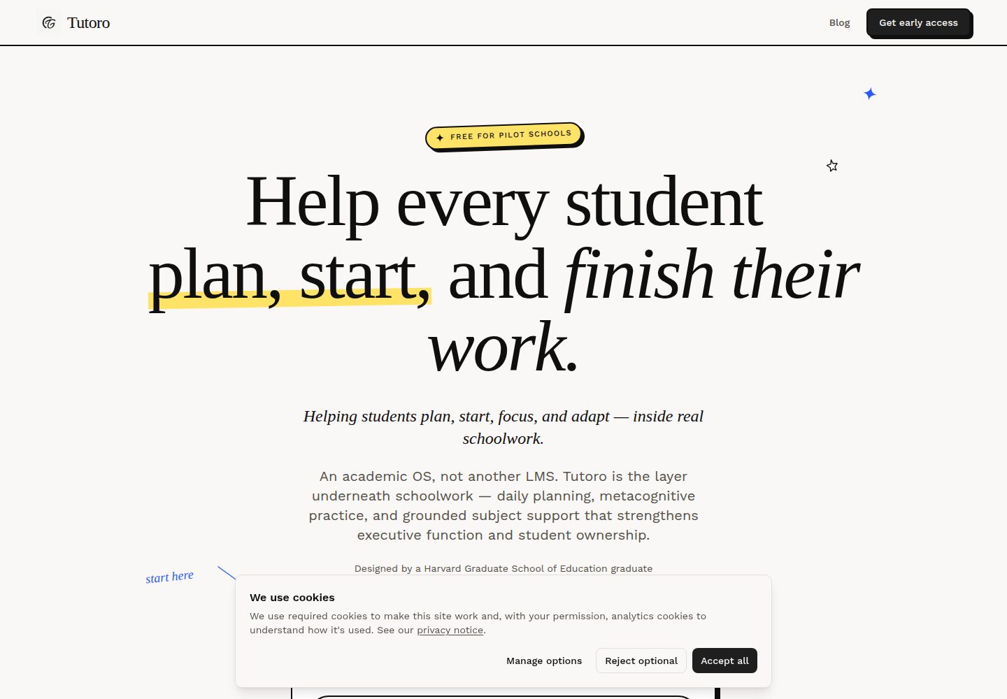 Tutoro public website screenshot