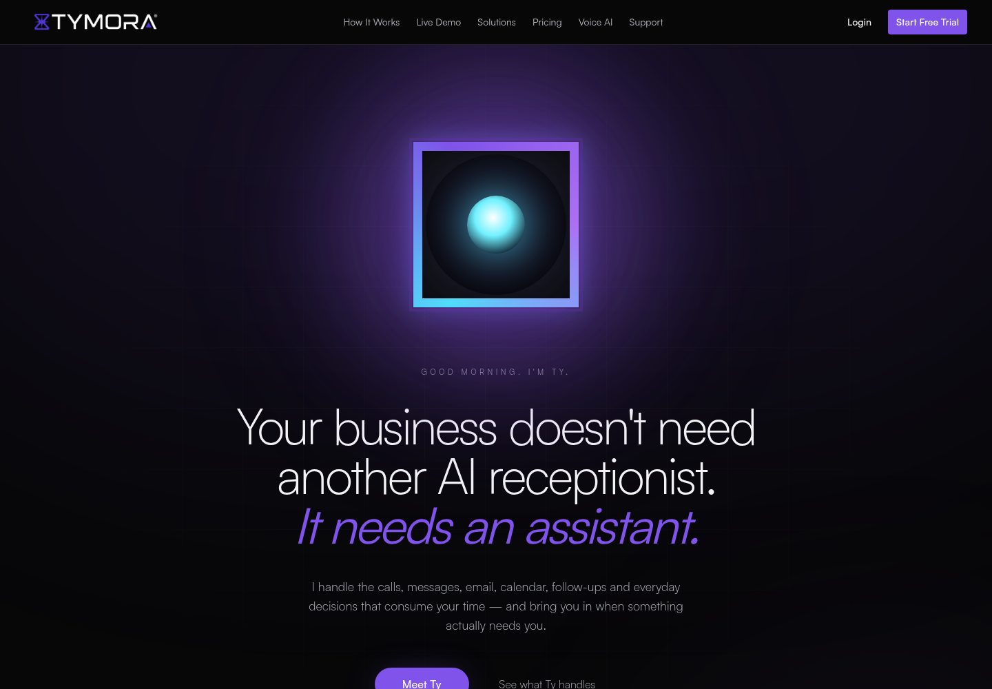 Tymora public website screenshot