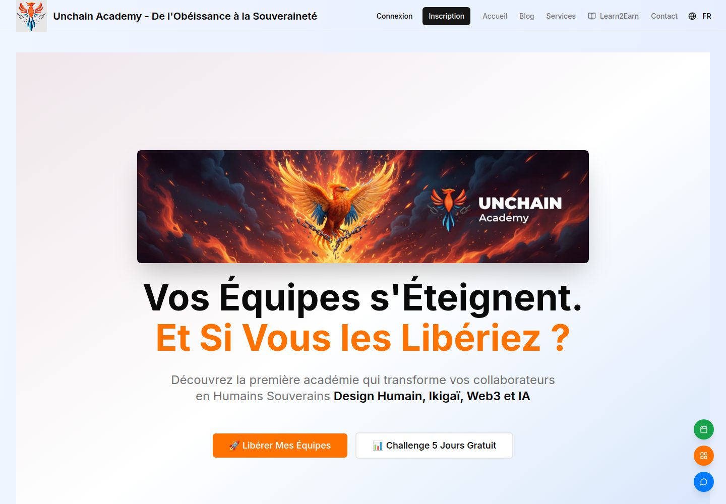 Unchain Academy public website screenshot