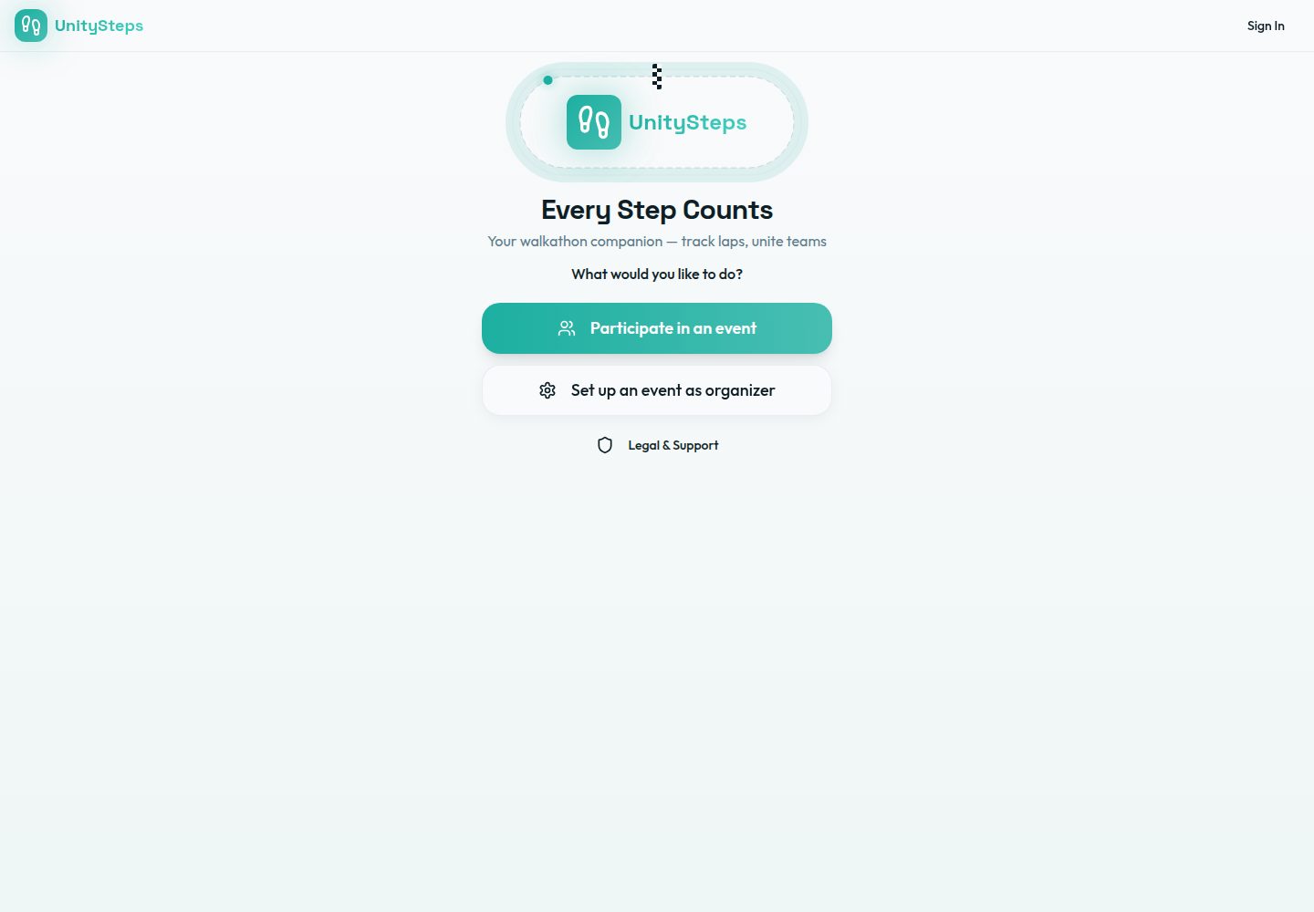 UnitySteps public website screenshot