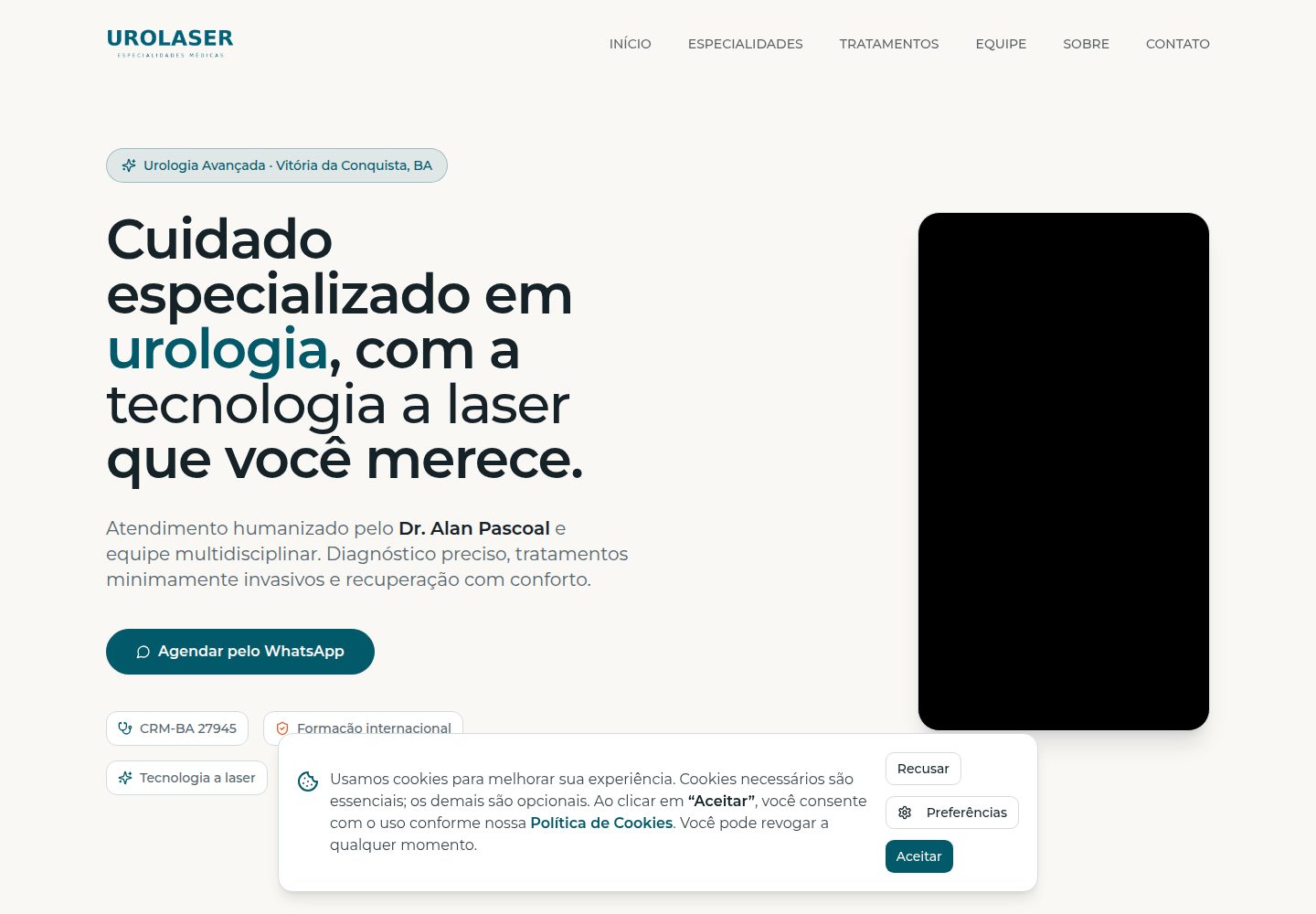 Urolaser public website screenshot