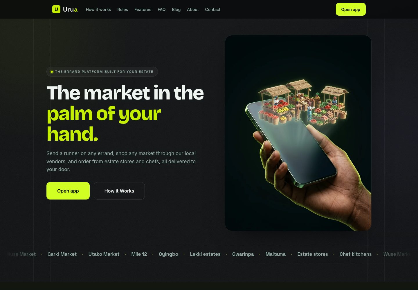 Urua public website screenshot