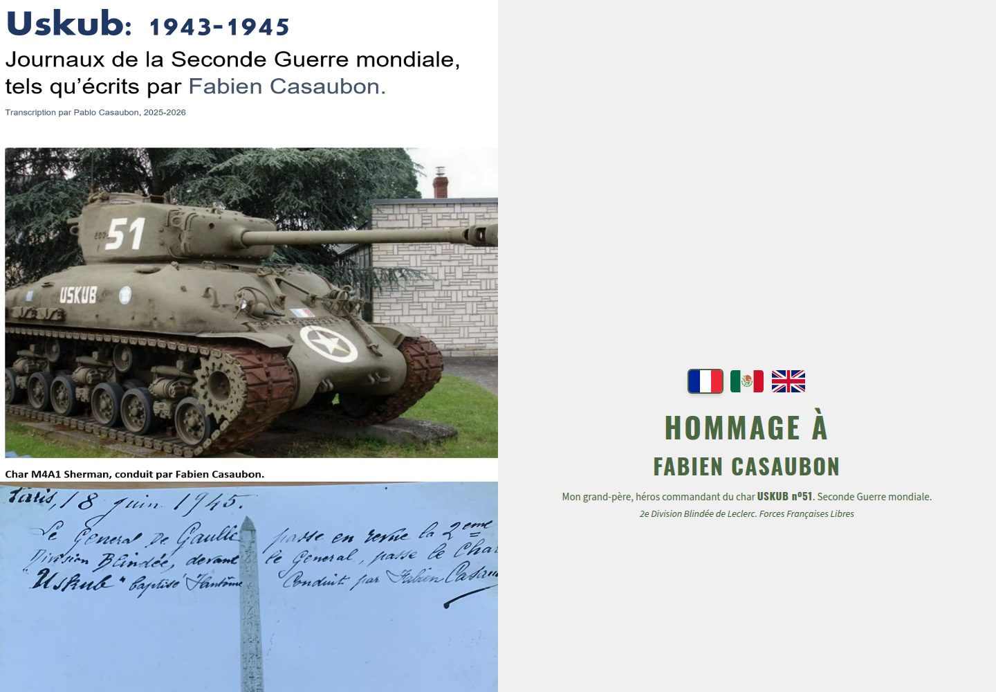 Uskub 1943-1945 public website screenshot