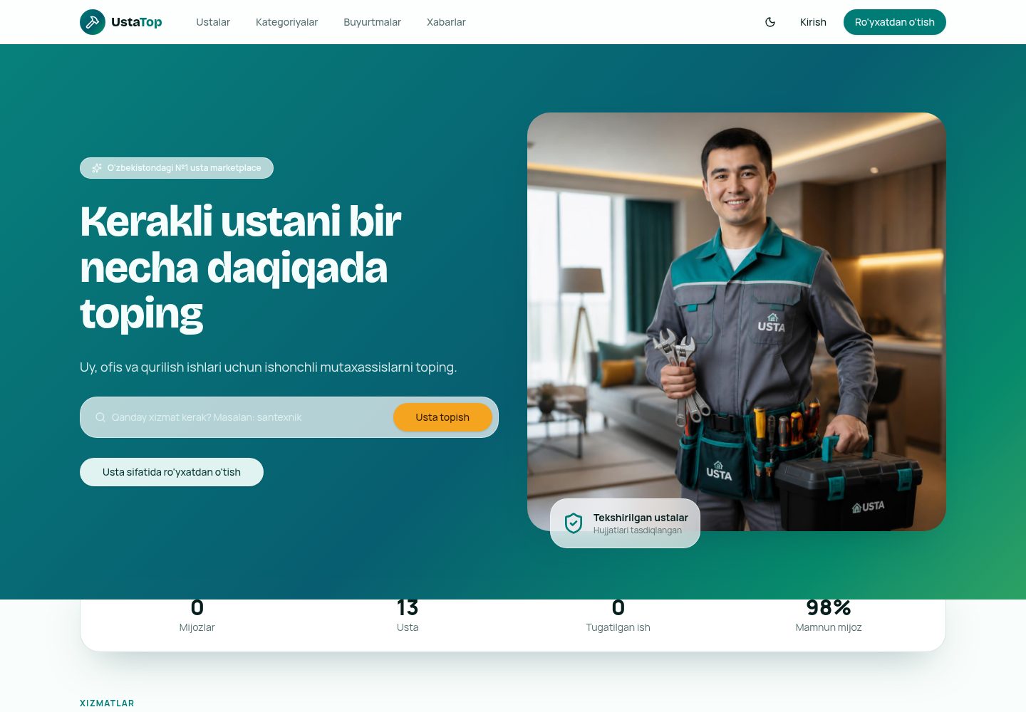 UstaTop public website screenshot