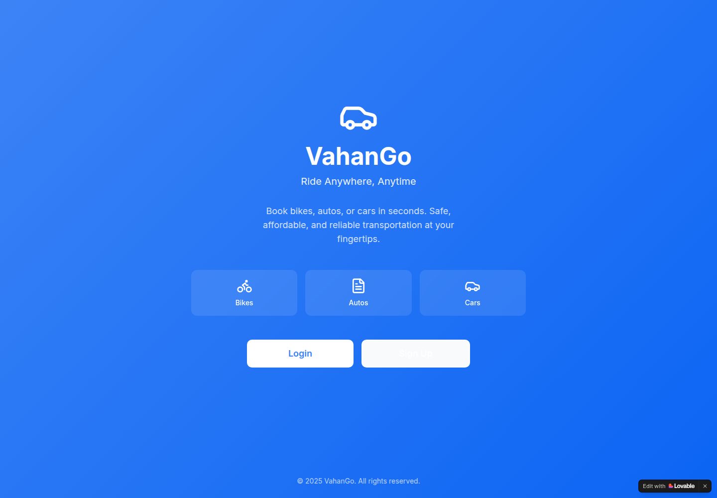 VahanGo public website screenshot