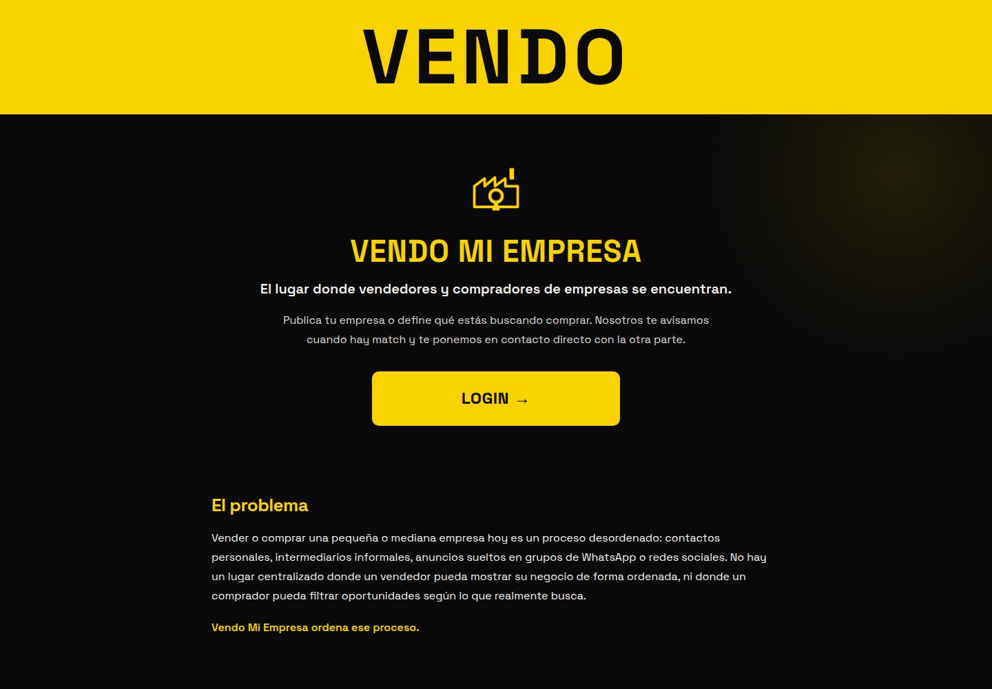 Vendo Mi Empresa public website screenshot