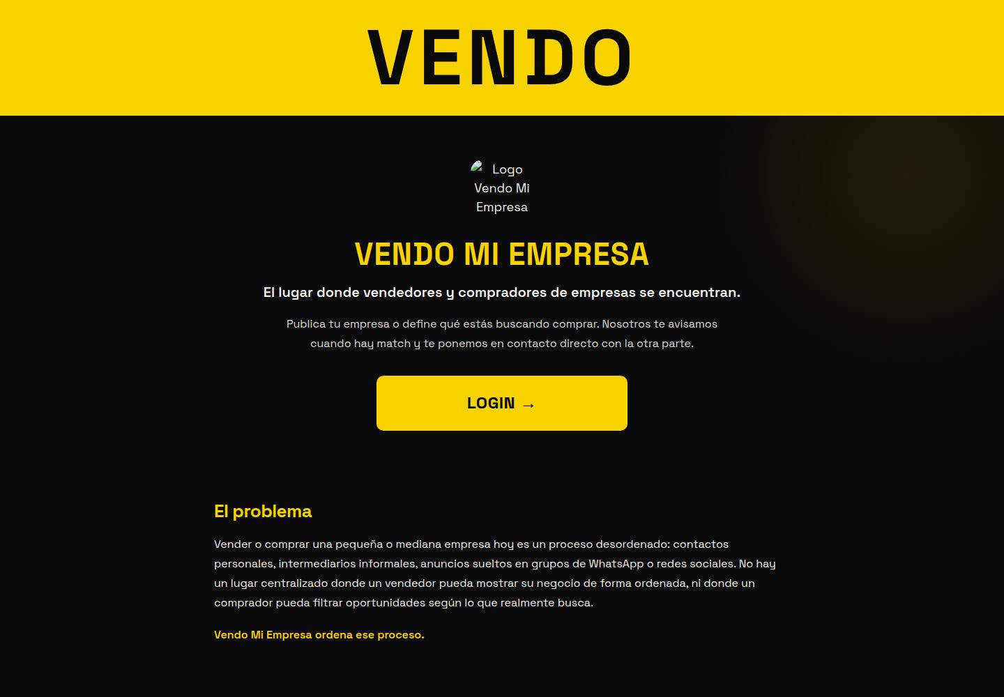 Vendo Mi Empresa public website screenshot