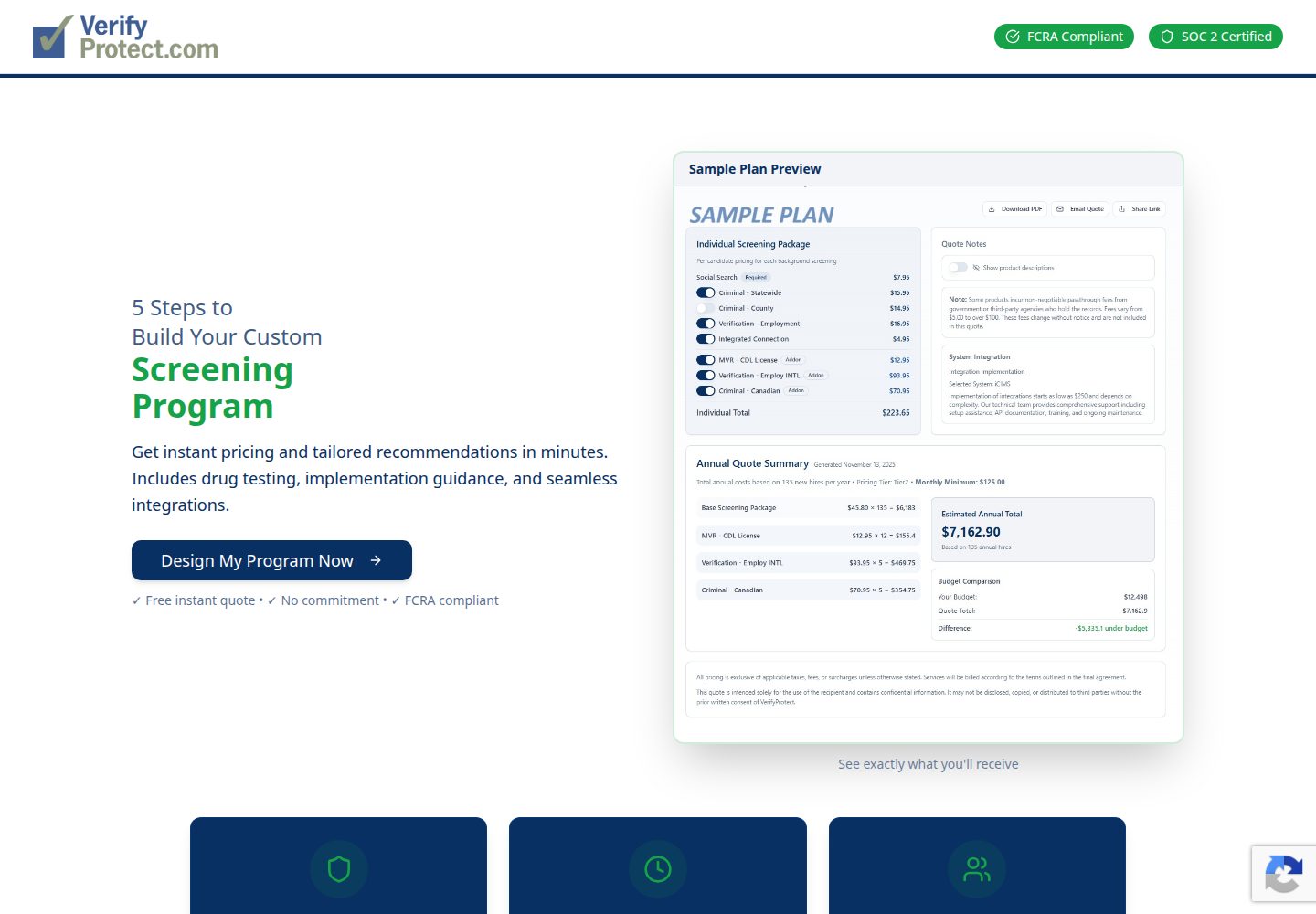 VerifyProtect public website screenshot