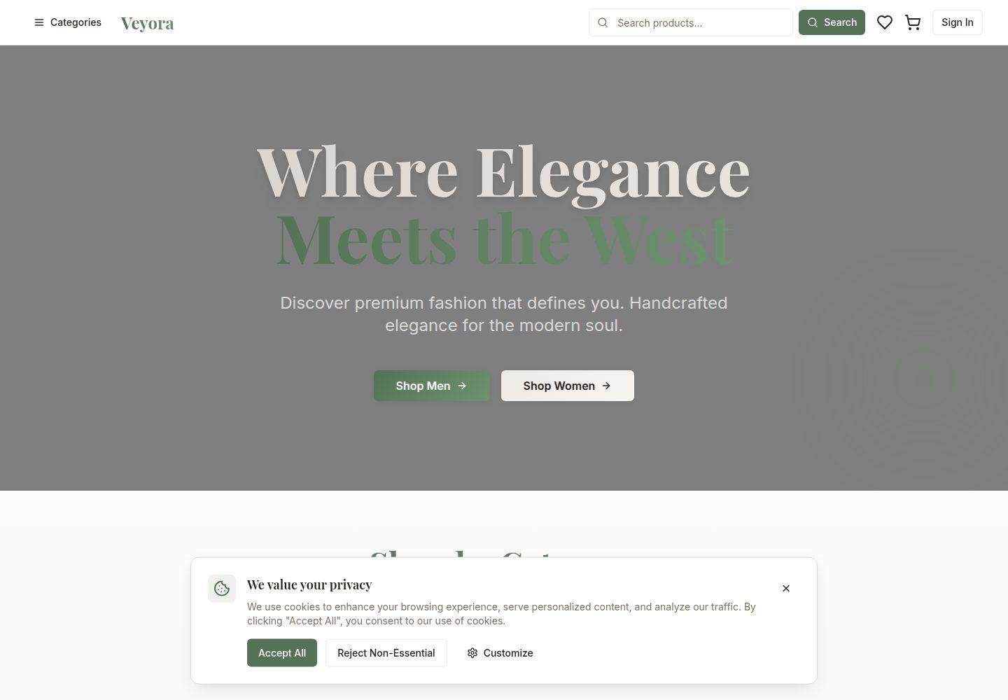 Veyora public website screenshot
