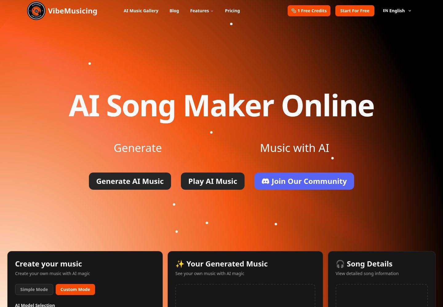 VibeMusicing public website screenshot