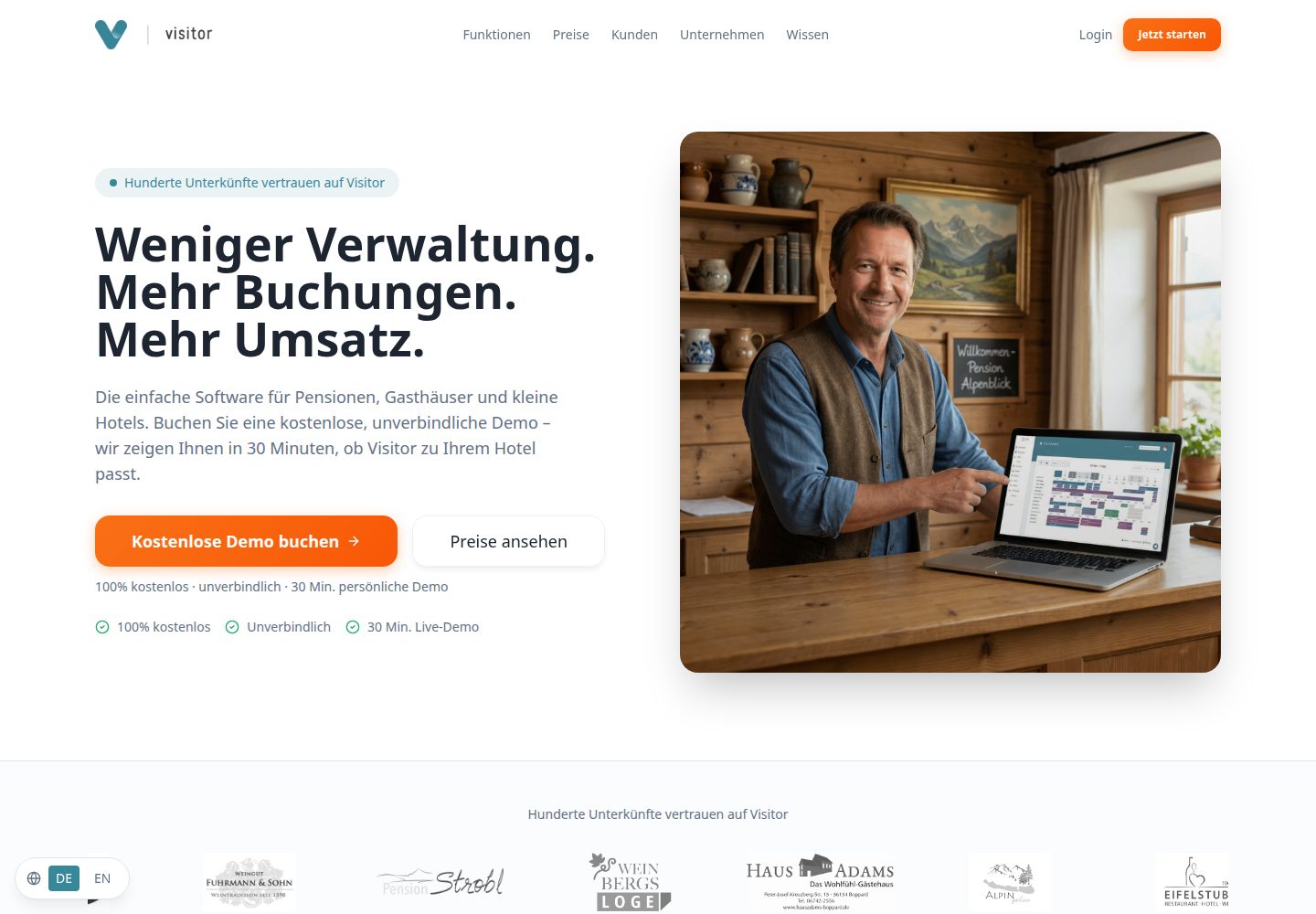 Visitor public website screenshot
