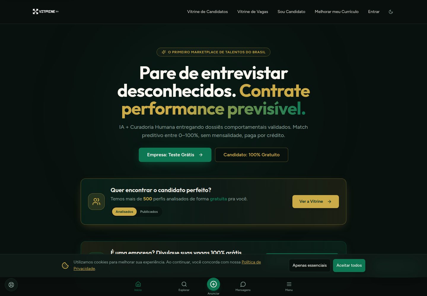 Vitrine RH public website screenshot
