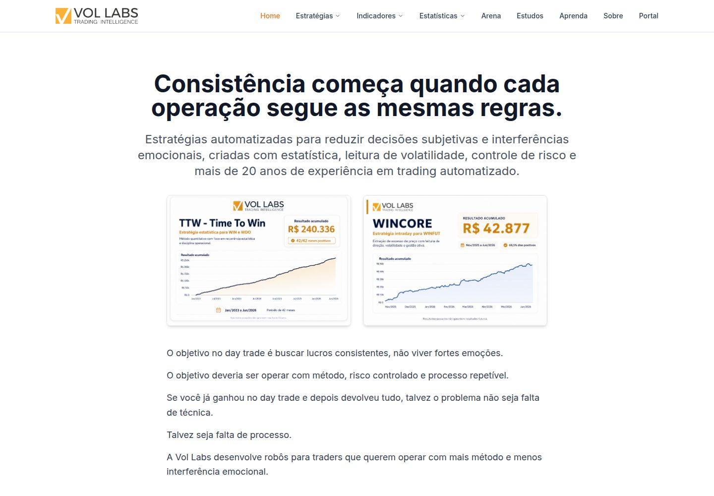 VOL LABS public website screenshot