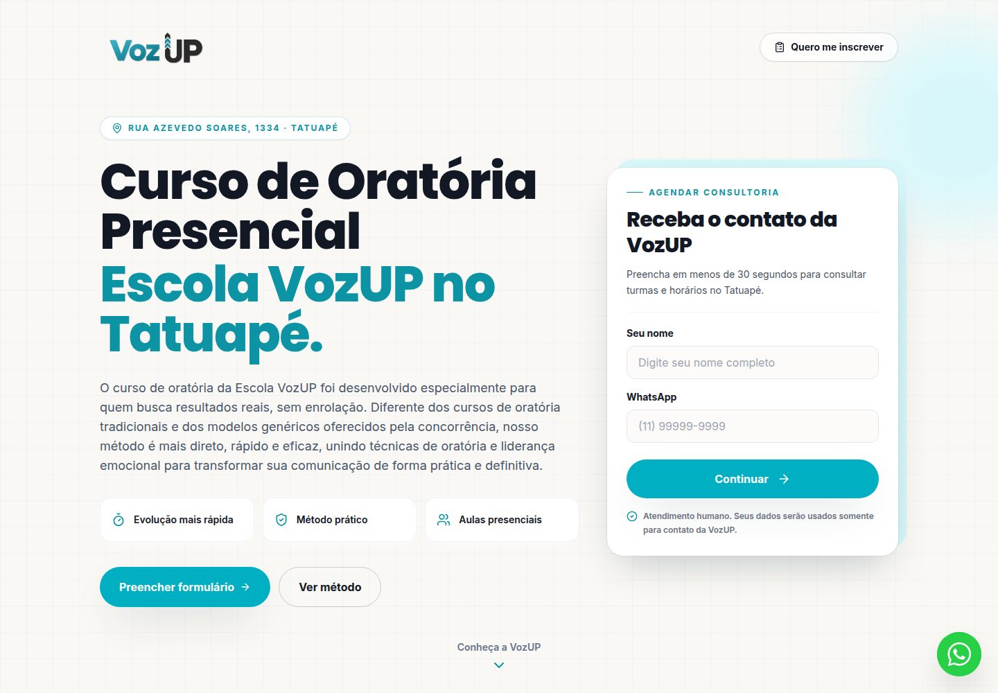 VozUP public website screenshot