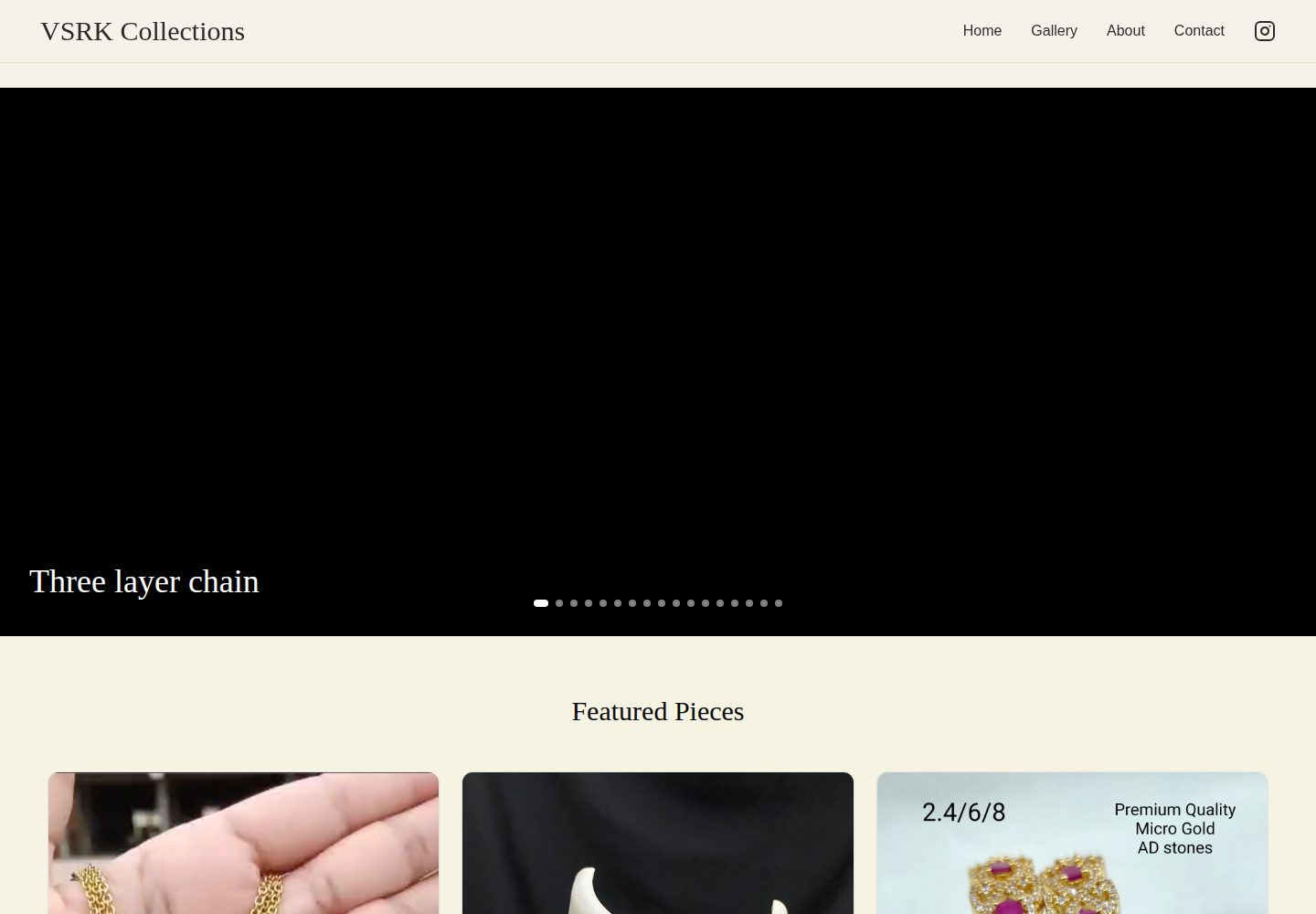 VSRK Collections public website screenshot