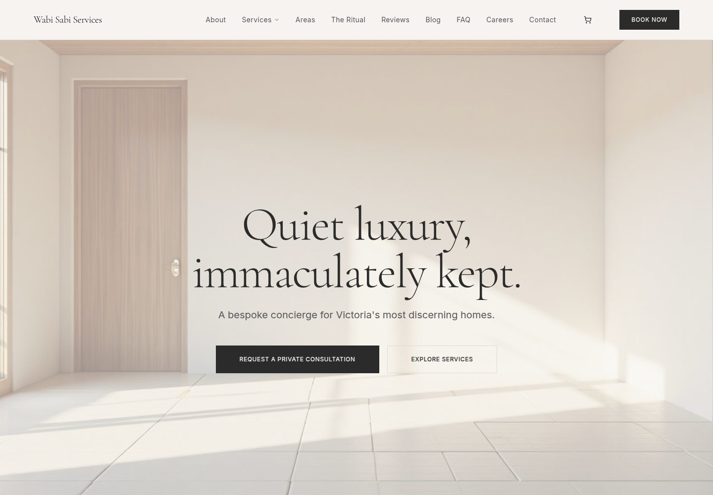 Wabi Sabi Services public website screenshot
