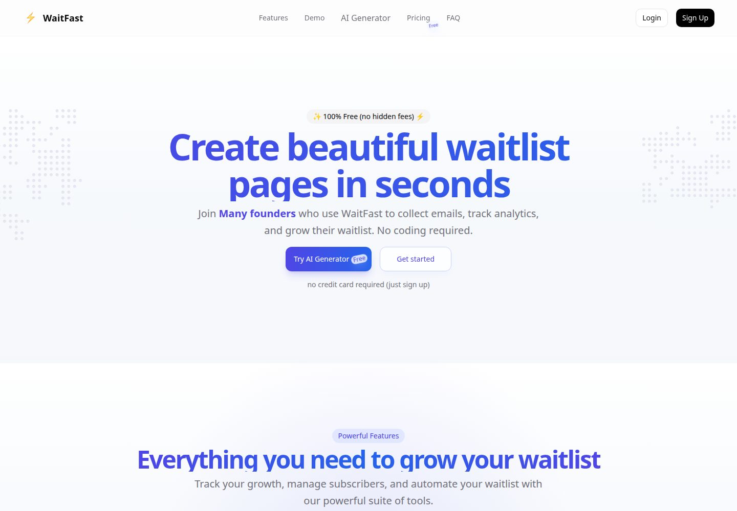 WaitFast public website screenshot