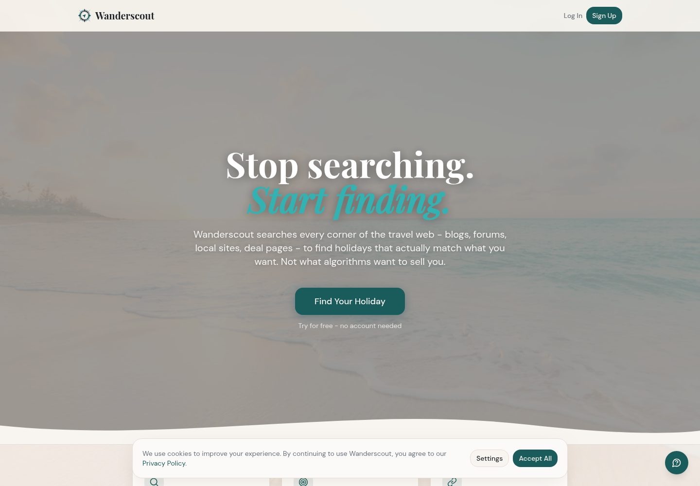 WanderScout public website screenshot