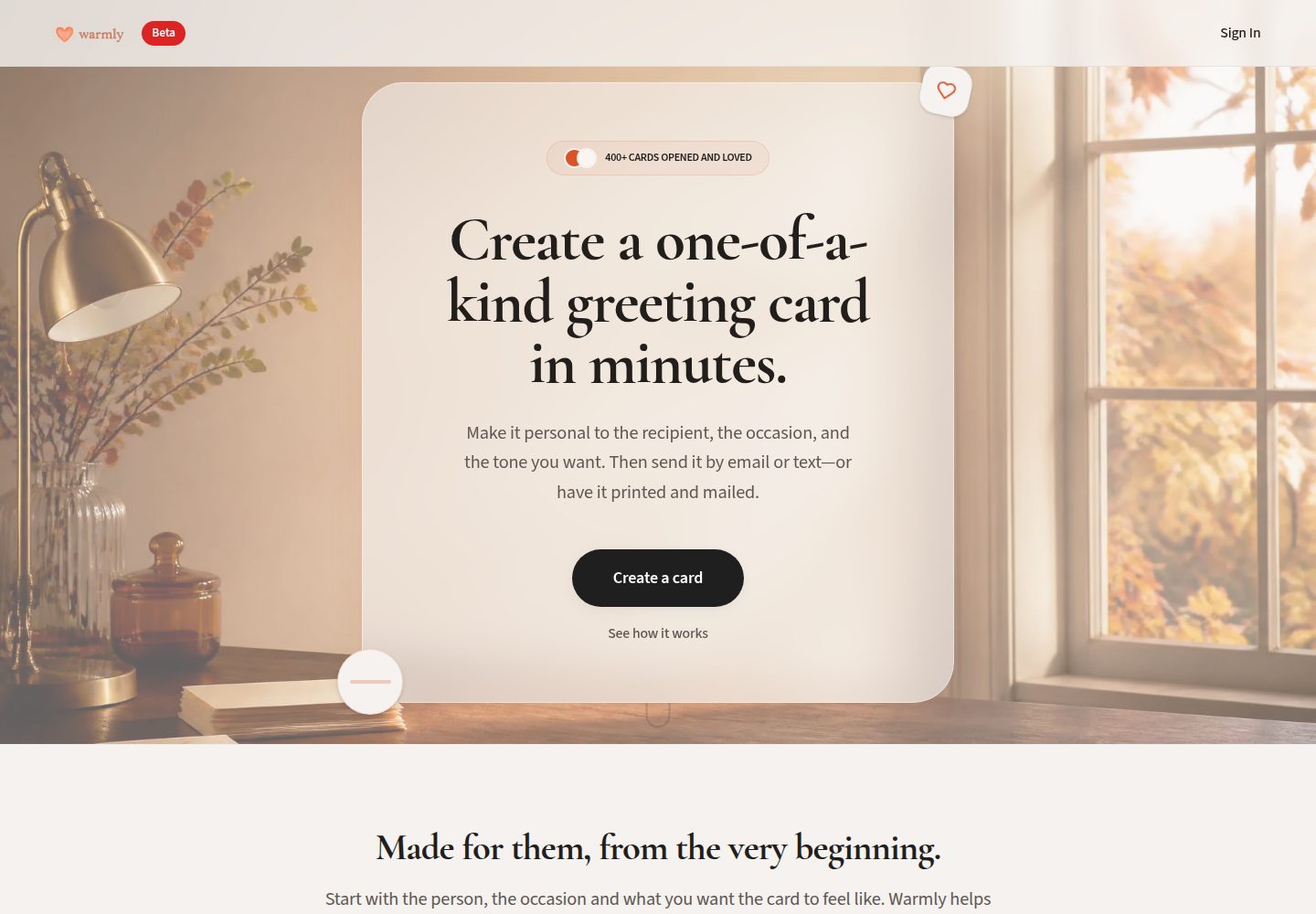Warmly public website screenshot