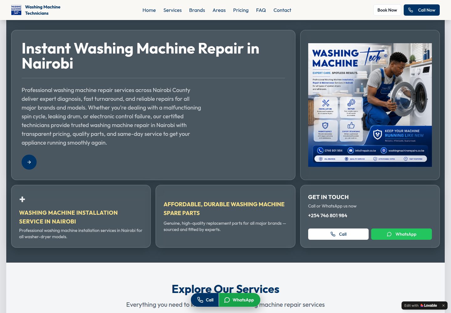 Washing Machines Tech public website screenshot
