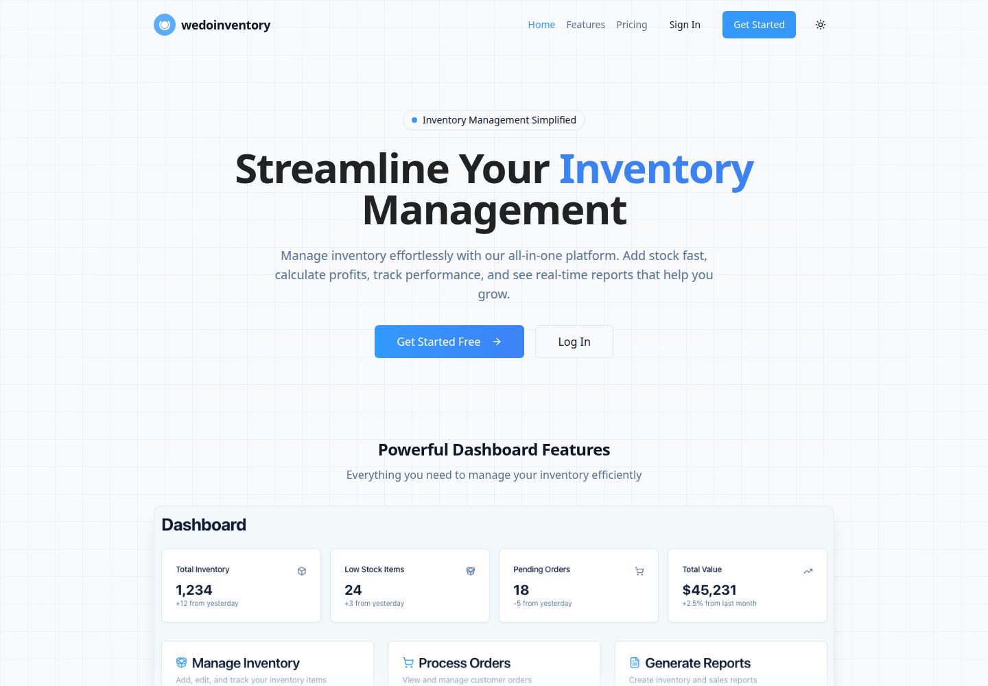 wedoinventory public website screenshot