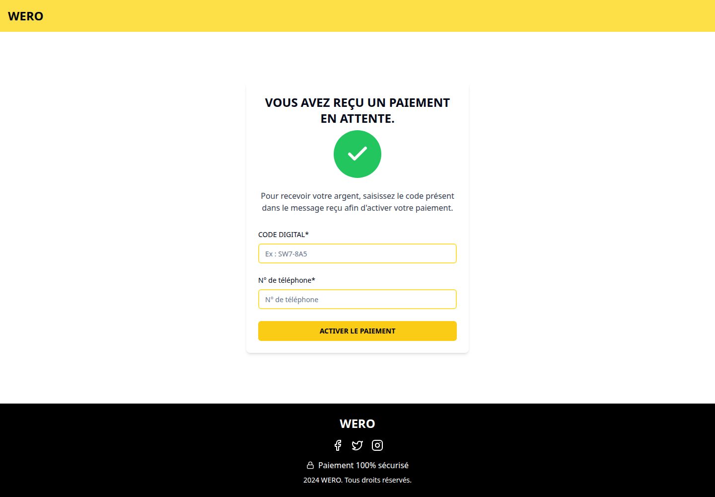 WERO public website screenshot