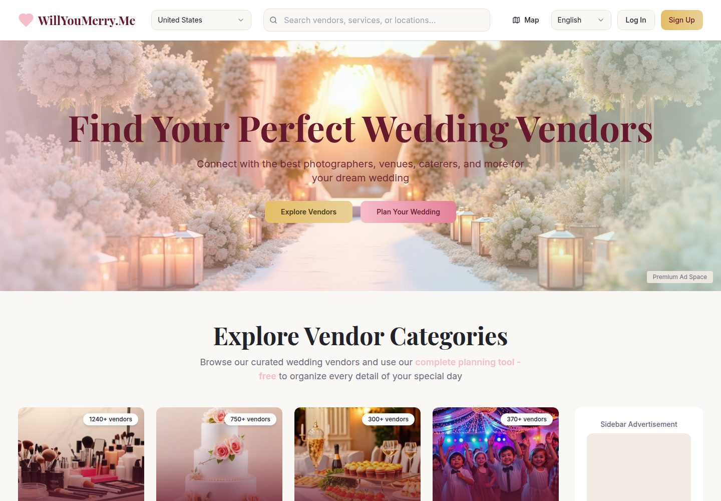 WillYouMerry.Me public website screenshot