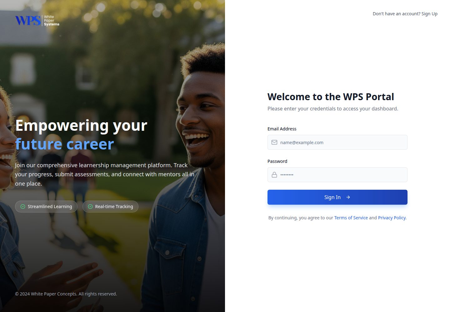 WPS Portal public website screenshot