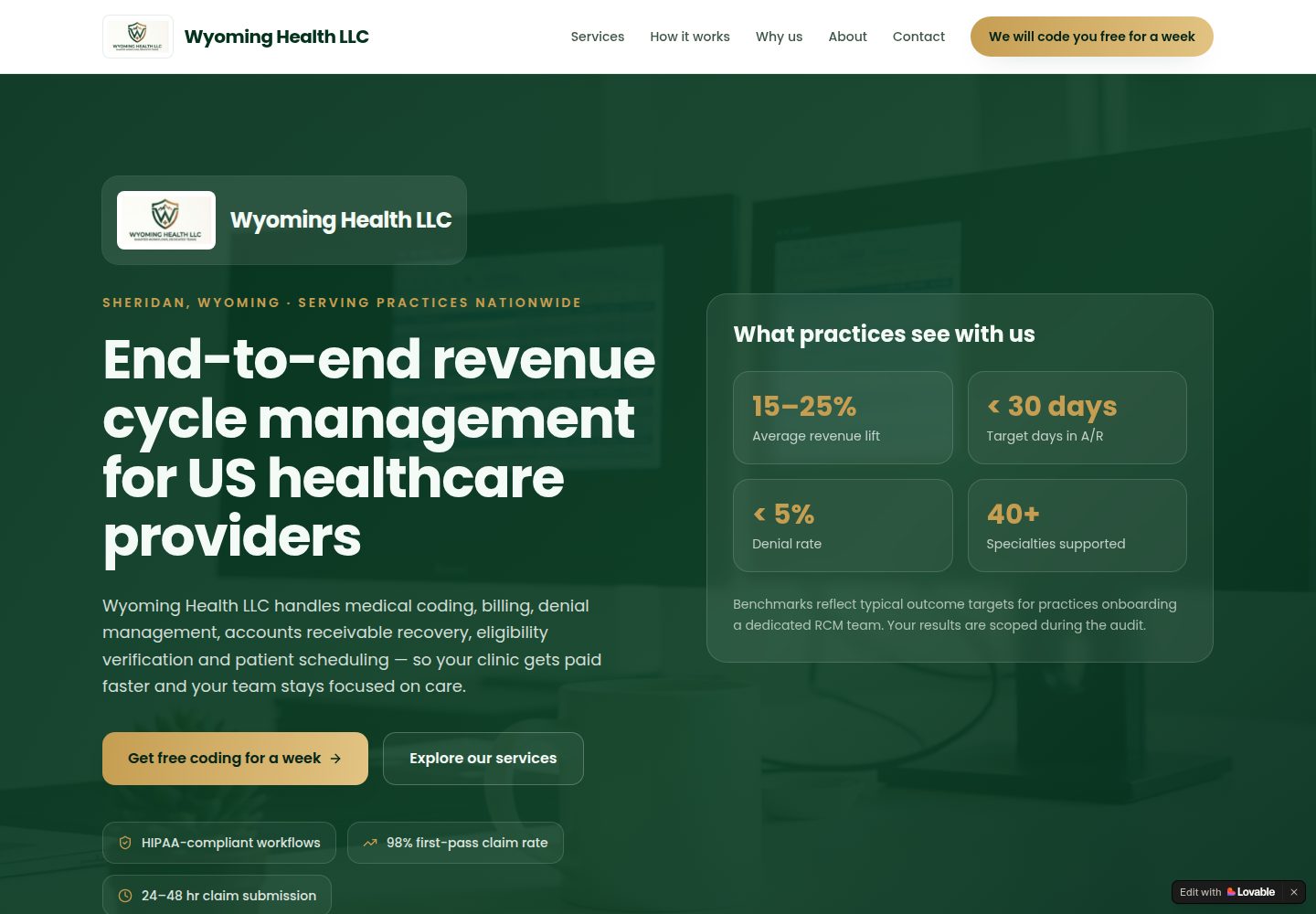 Wyoming Health LLC public website screenshot