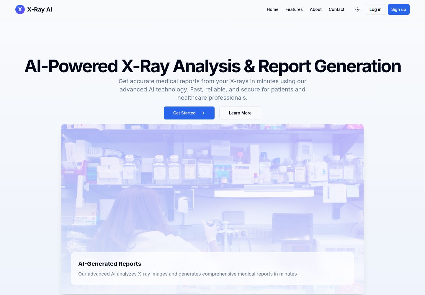 X-Ray AI public website screenshot