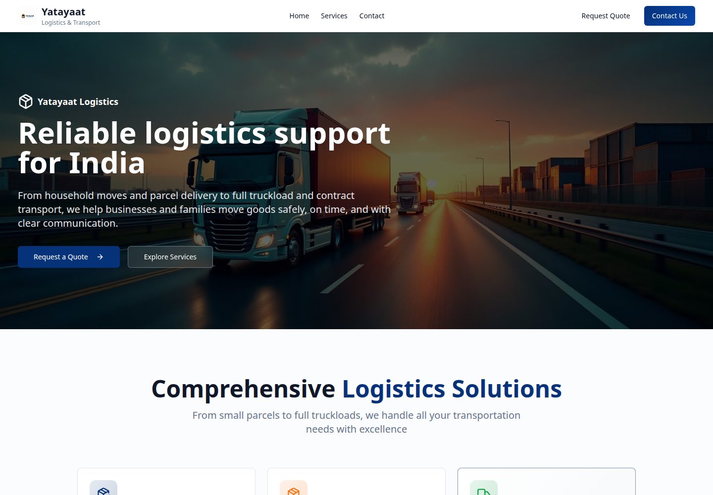 Yatayaat Logistics public website screenshot